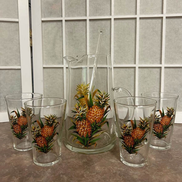 Vintage Other - MCM Glass Pineapple Bar Set
